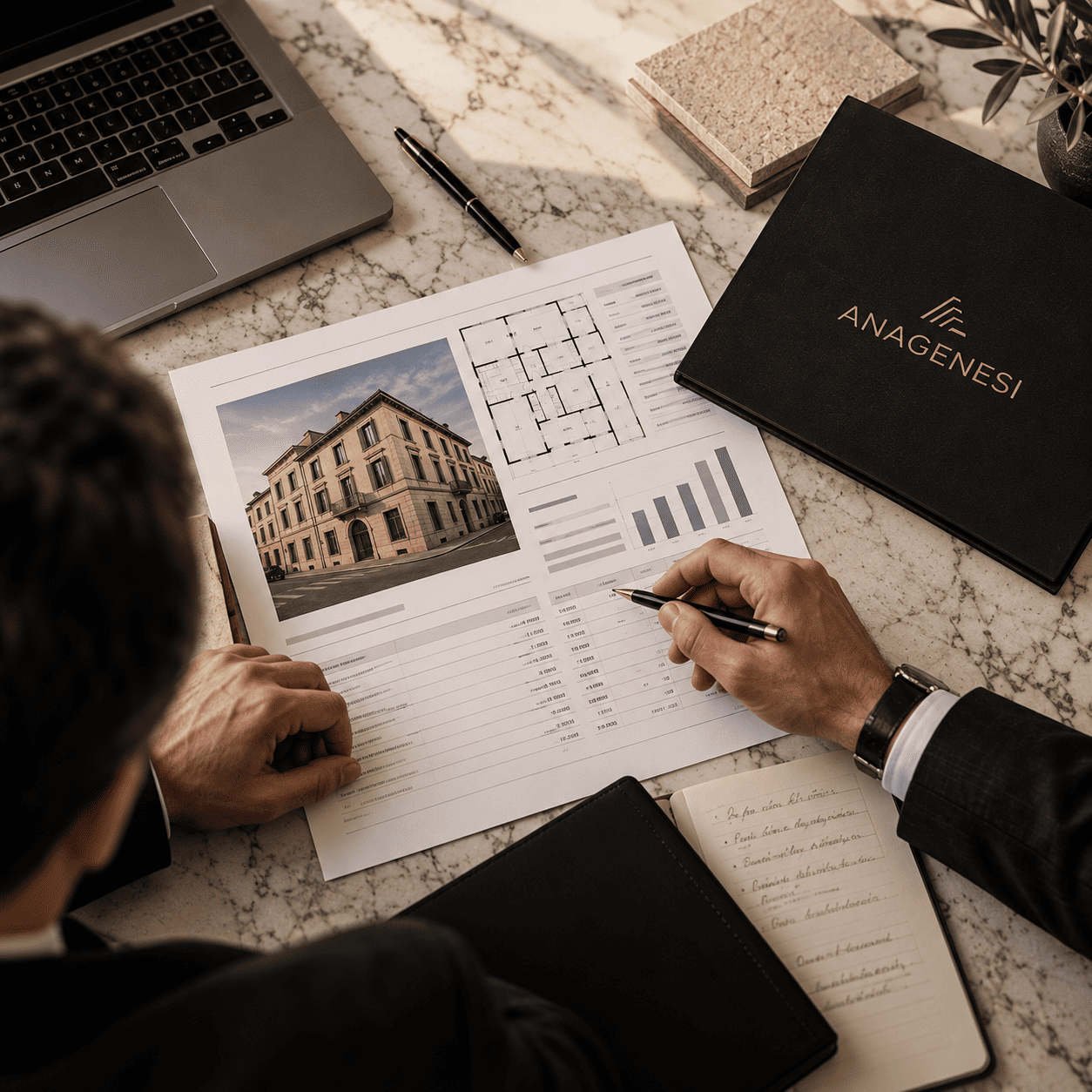 Anagenesi e un partner analizzano insieme un'operazione di investimento immobiliare